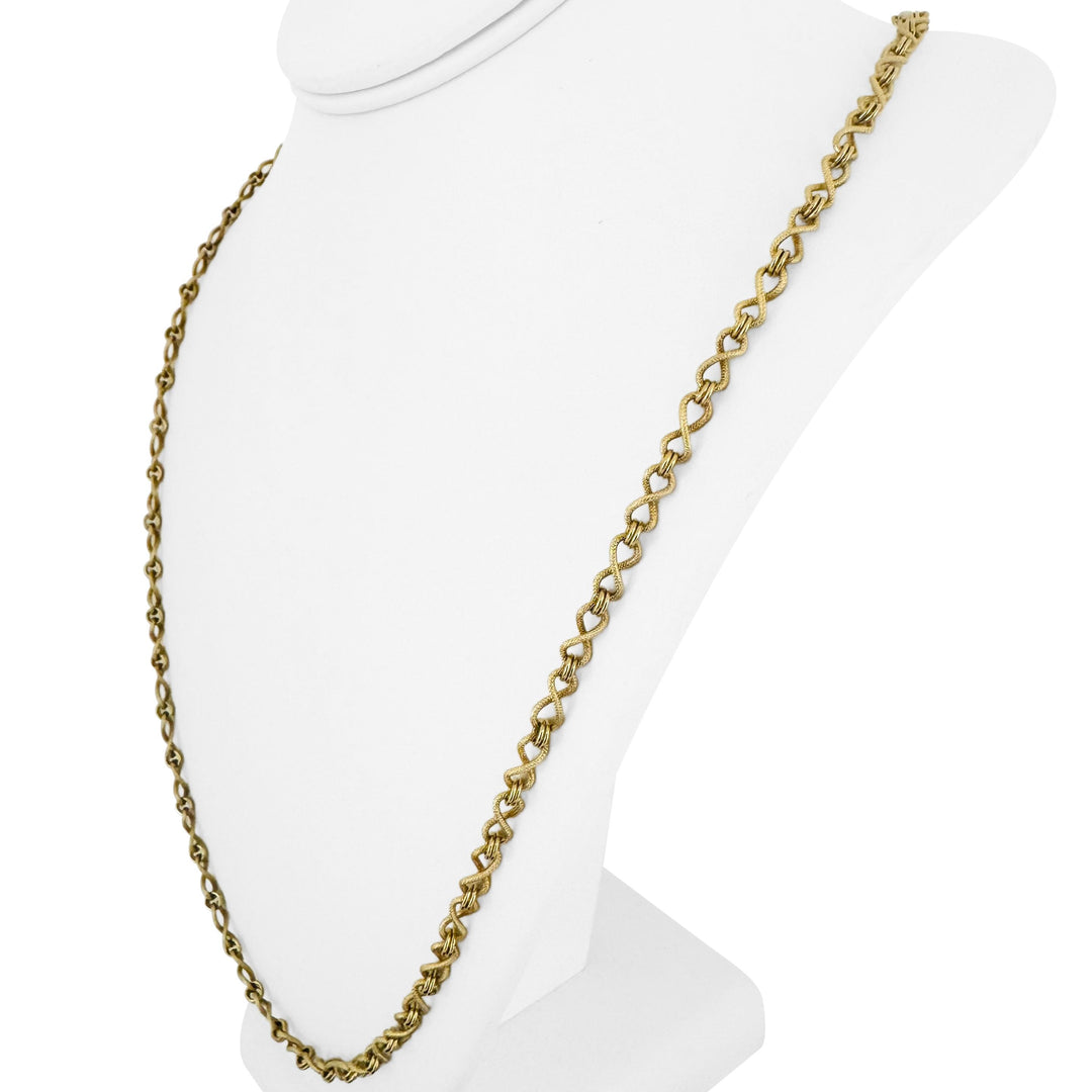 14k Yellow Gold 27.7g Ladies Vintage 4.5mm Fancy Link Chain Necklace Italy 30"