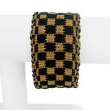 14k Yellow Gold and Leather 34g Vintage Braided Mesh Bracelet Italy 7"