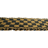14k Yellow Gold and Leather 34g Vintage Braided Mesh Bracelet Italy 7"