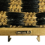14k Yellow Gold and Leather 34g Vintage Braided Mesh Bracelet Italy 7"