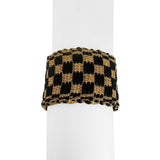 14k Yellow Gold and Leather 34g Vintage Braided Mesh Bracelet Italy 7"