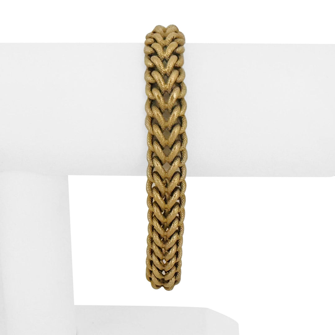 14k Yellow Gold 27.3g Vintage UnoAErre Textured  Fancy Link Bracelet Italy 8"