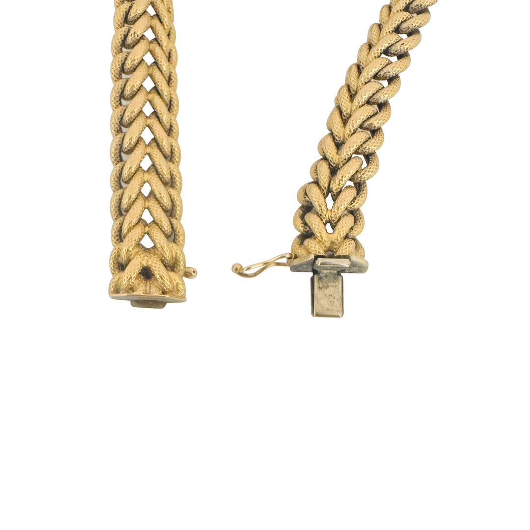 14k Yellow Gold 27.3g Vintage UnoAErre Textured  Fancy Link Bracelet Italy 8"