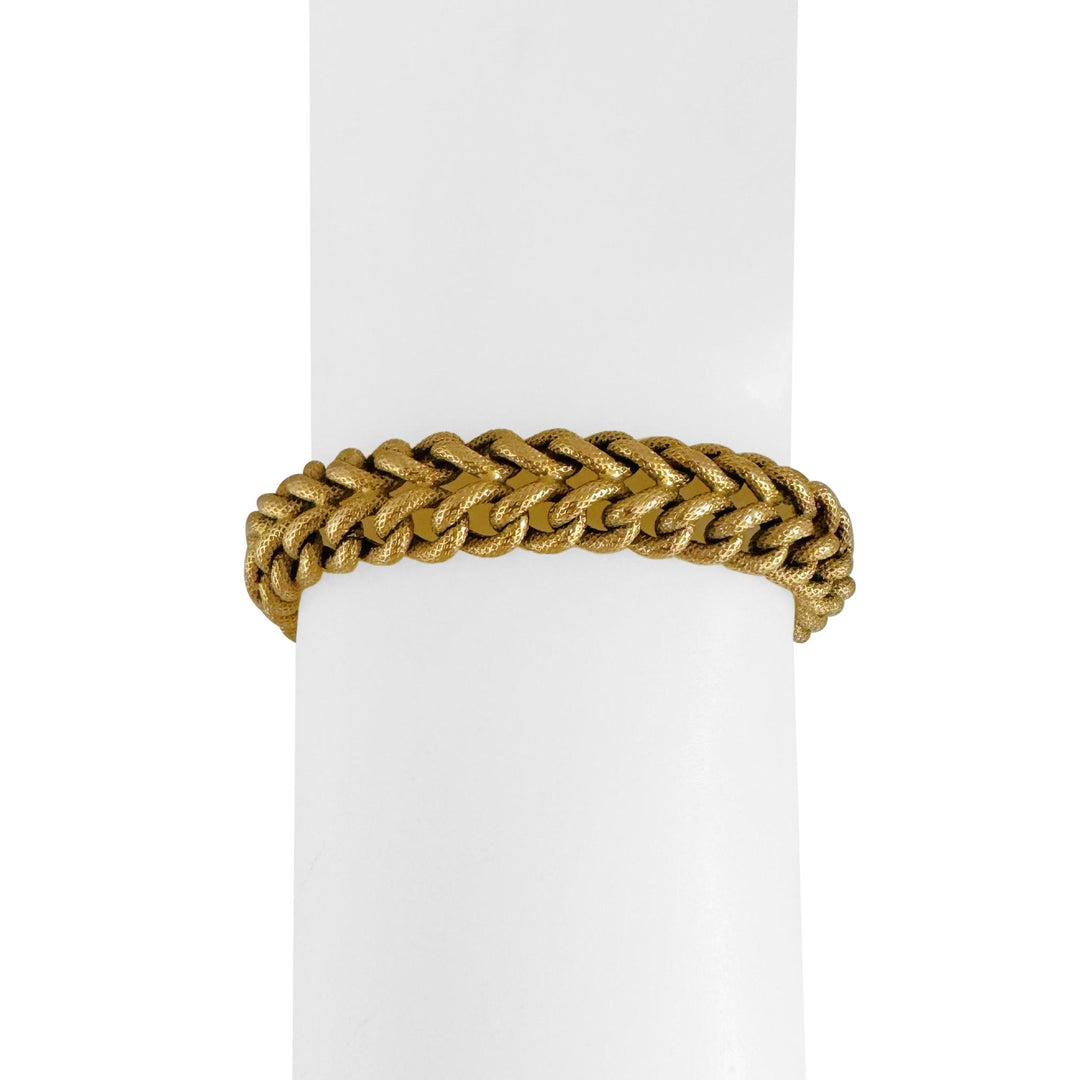 14k Yellow Gold 27.3g Vintage UnoAErre Textured  Fancy Link Bracelet Italy 8"