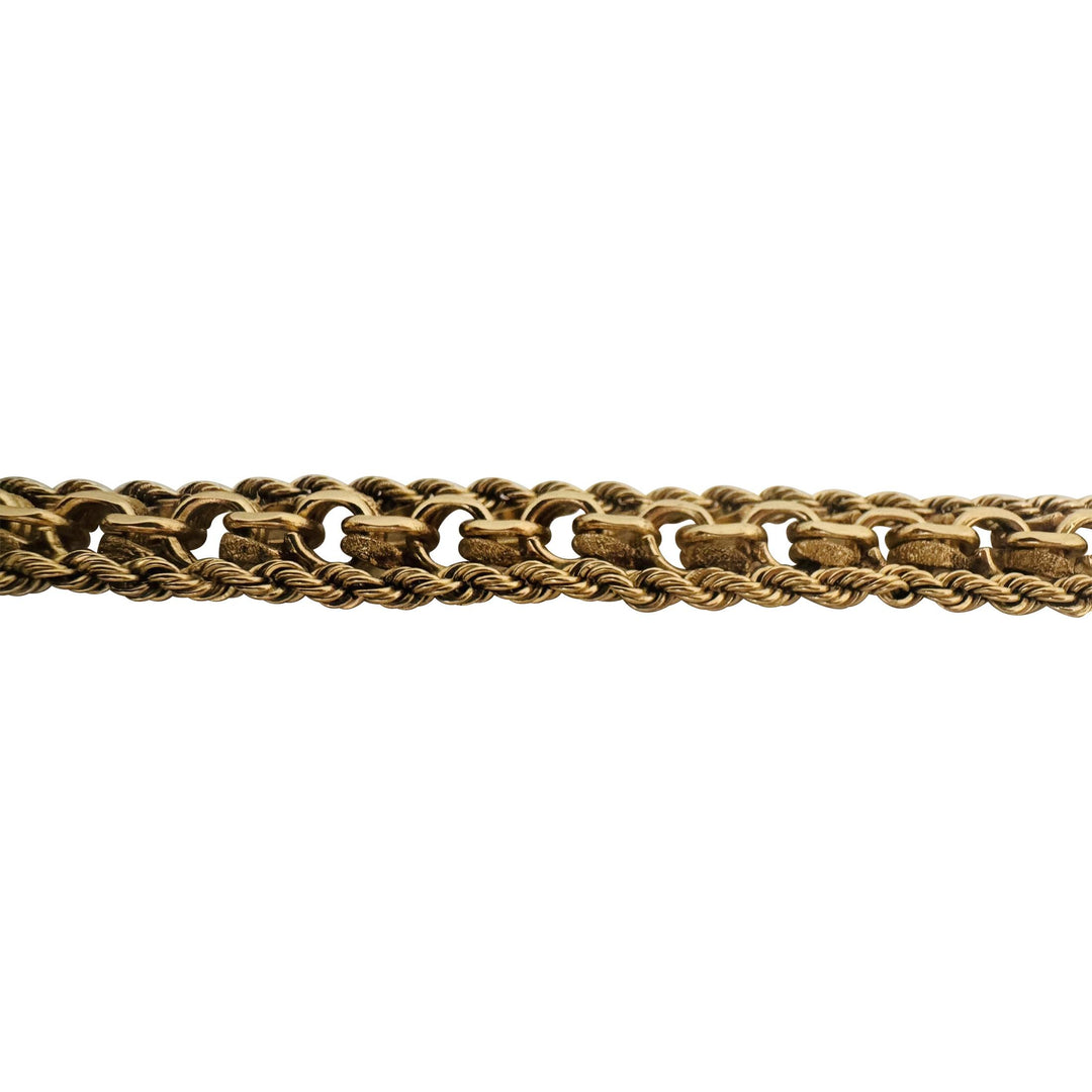 14k Yellow Gold 37g Vintage Heavy Double Curb Link and Rope Bracelet 7.5"
