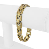 14k Yellow Gold 20.6g Men's Polished 11mm Fancy Bar Link Bracelet Italy 8"