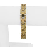 14k Yellow Gold 20.6g Men's Polished 11mm Fancy Bar Link Bracelet Italy 8"
