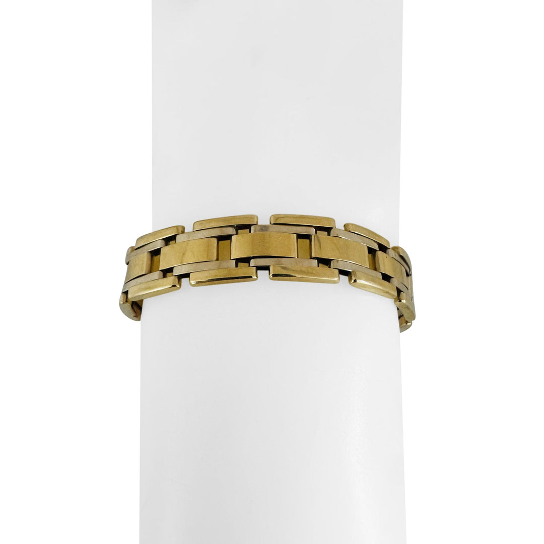 14k Yellow Gold 20.6g Men's Polished 11mm Fancy Bar Link Bracelet Italy 8"