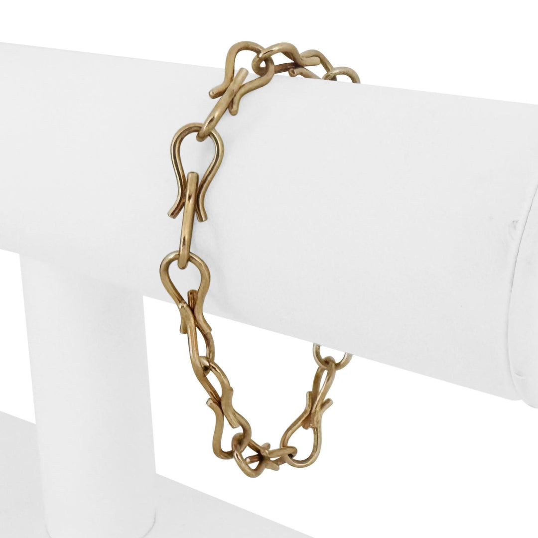 14k Yellow Gold 13g Solid Ladies 7.5mm Hook Clip Link Bracelet 7.5"