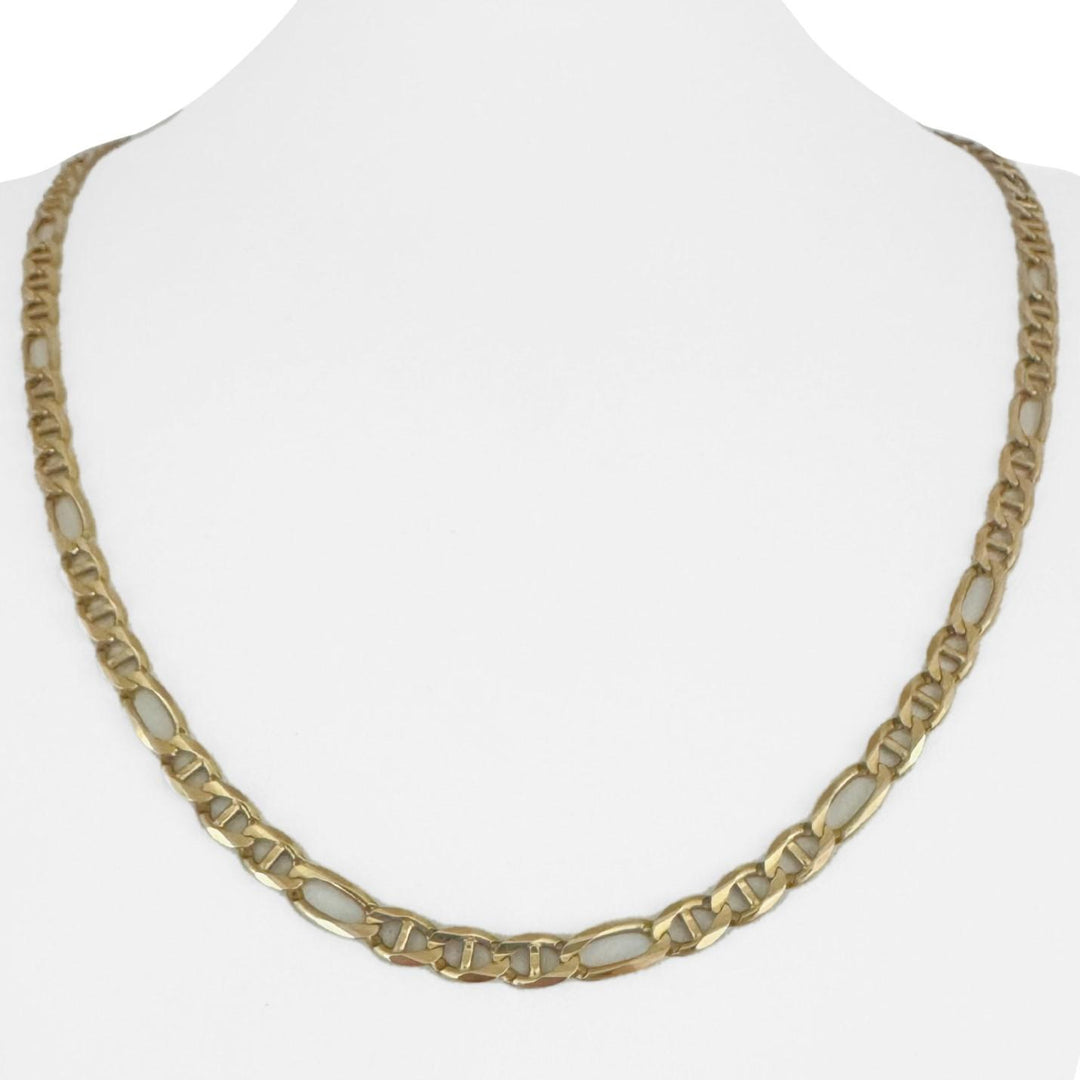 14k Yellow Gold 17.5g Solid 5mm Figarucci Link Chain Necklace Italy 22.5"