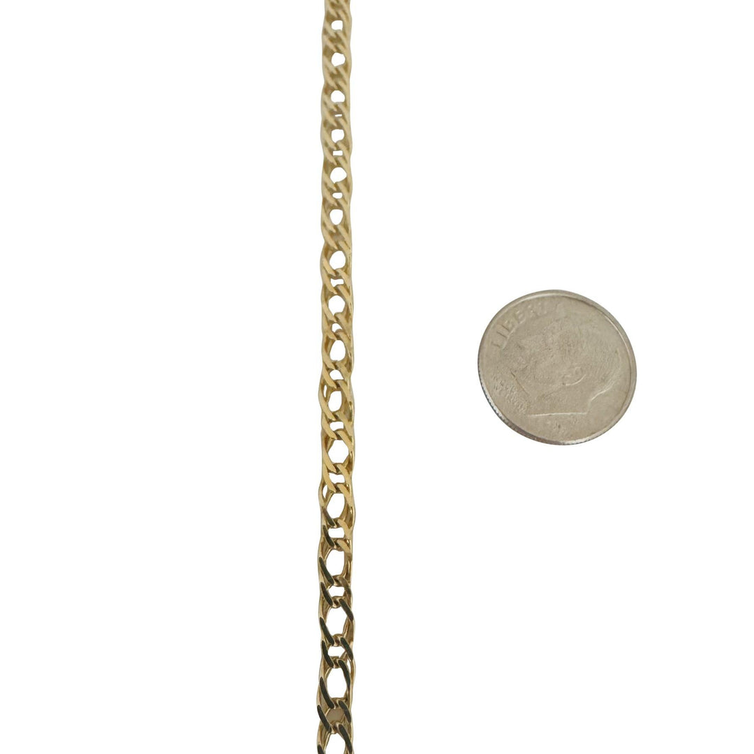 14k Yellow Gold 9g Semi Solid 3.5mm Fancy Curb Link Chain Necklace Italy 20"