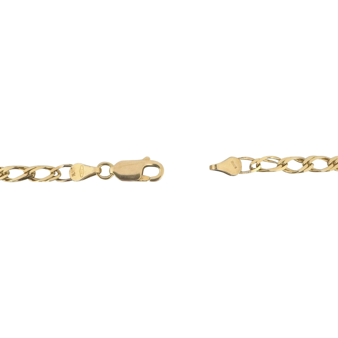 14k Yellow Gold 9g Semi Solid 3.5mm Fancy Curb Link Chain Necklace Italy 20"