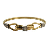 14k Yellow and White Gold 19g Solid Heavy Knot Bangle Bracelet 6.75"