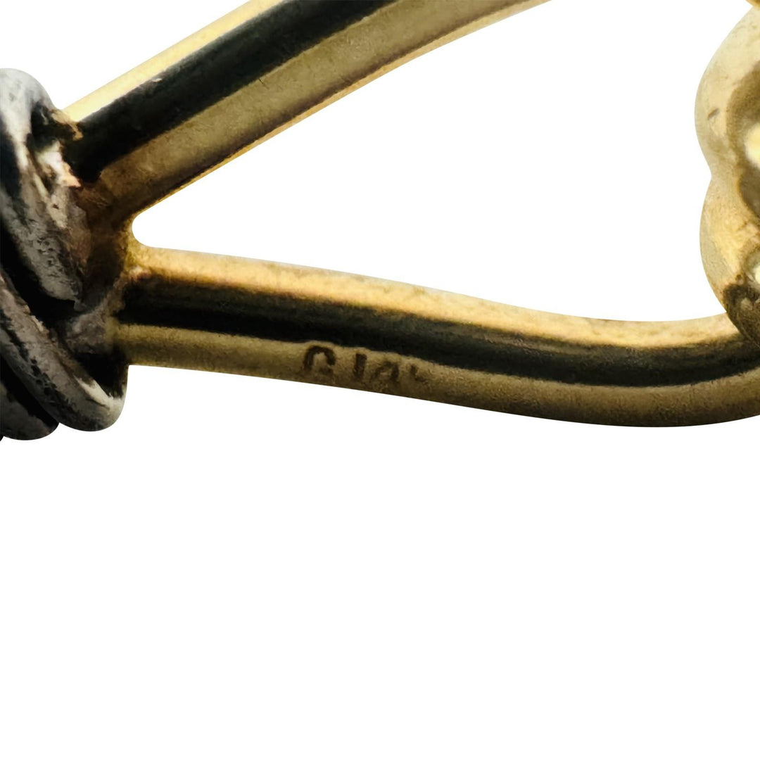 14k Yellow and White Gold 19g Solid Heavy Knot Bangle Bracelet 6.75"