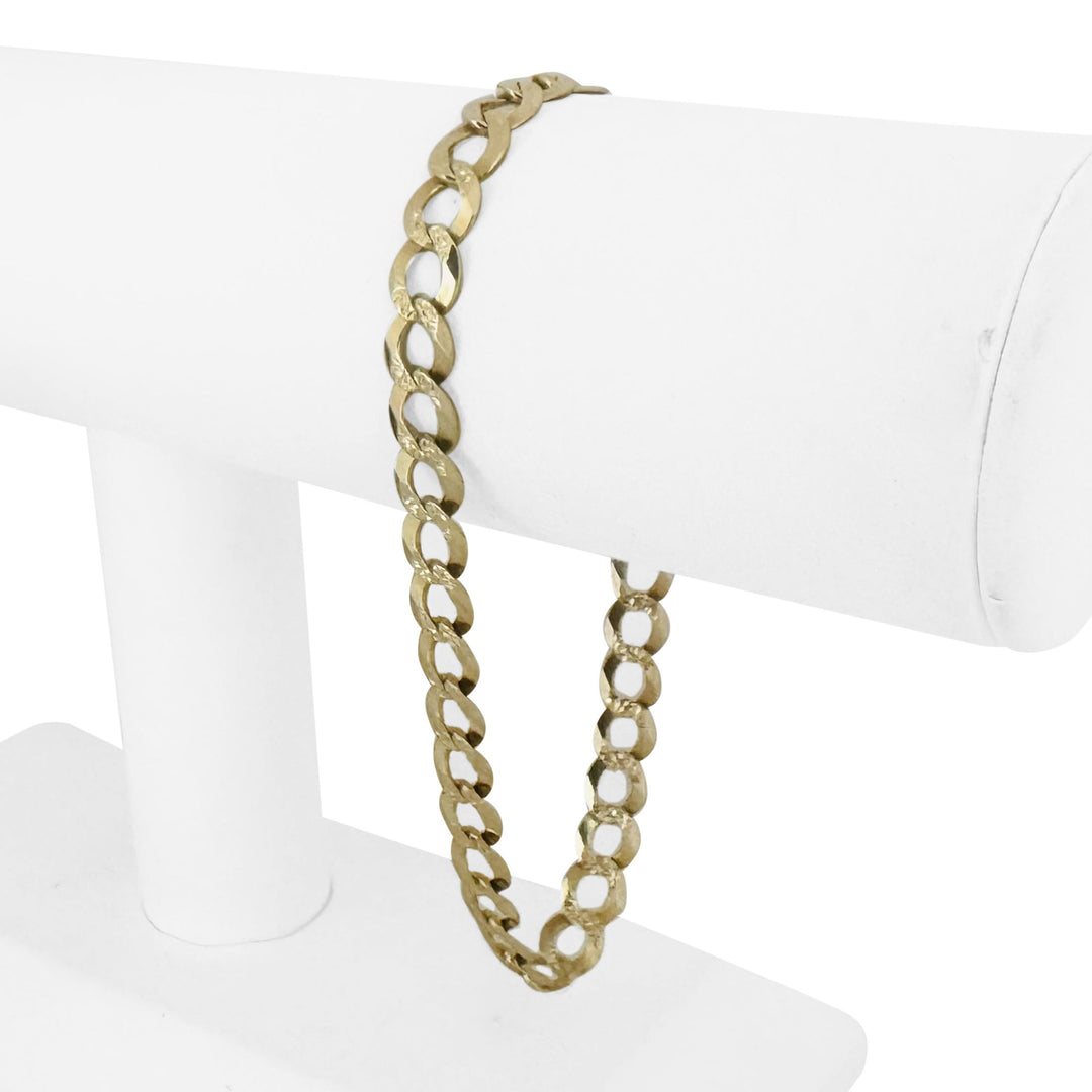 14k Yellow Gold 9.8g Solid Flat Diamond Cut Curb Link Bracelet 8.75"