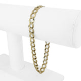 14k Yellow Gold 9.8g Solid Flat Diamond Cut Curb Link Bracelet 8.75"
