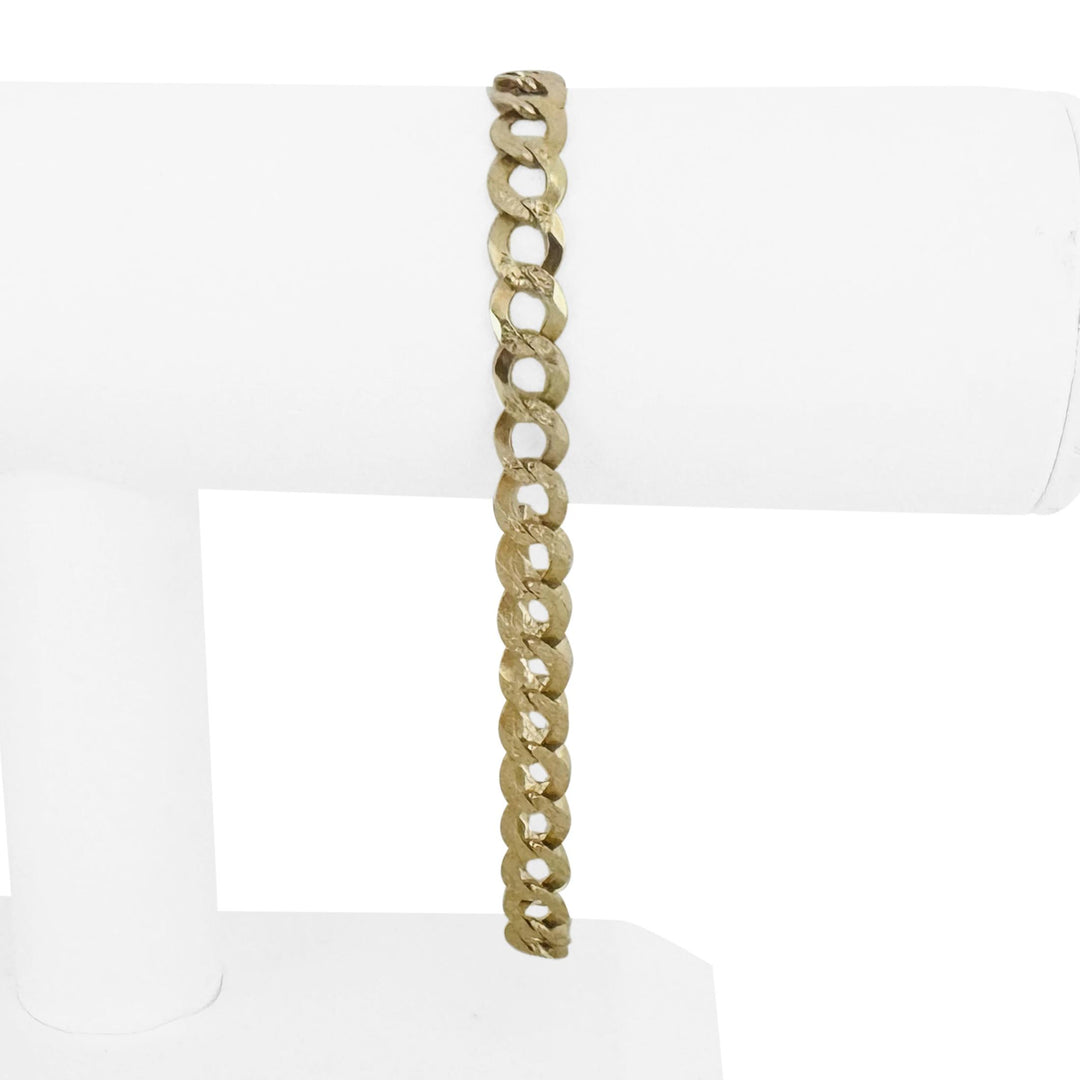 14k Yellow Gold 9.8g Solid Flat Diamond Cut Curb Link Bracelet 8.75"