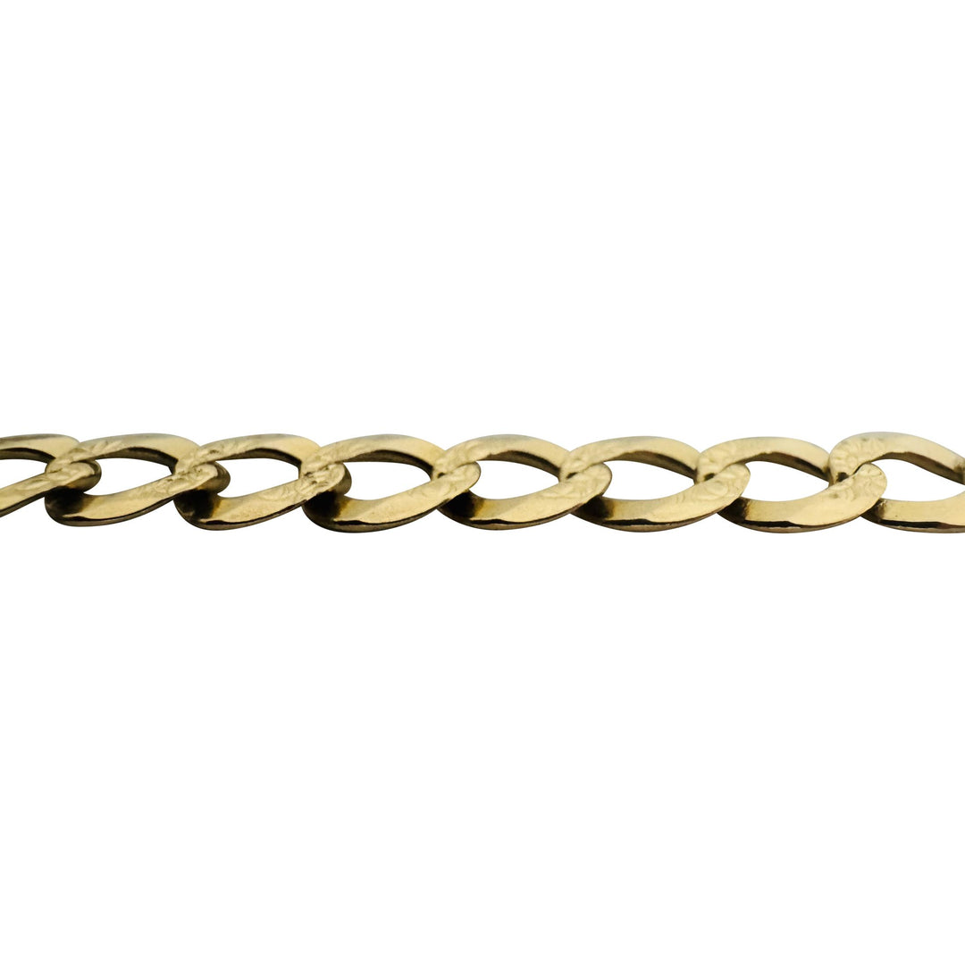 14k Yellow Gold 9.8g Solid Flat Diamond Cut Curb Link Bracelet 8.75"