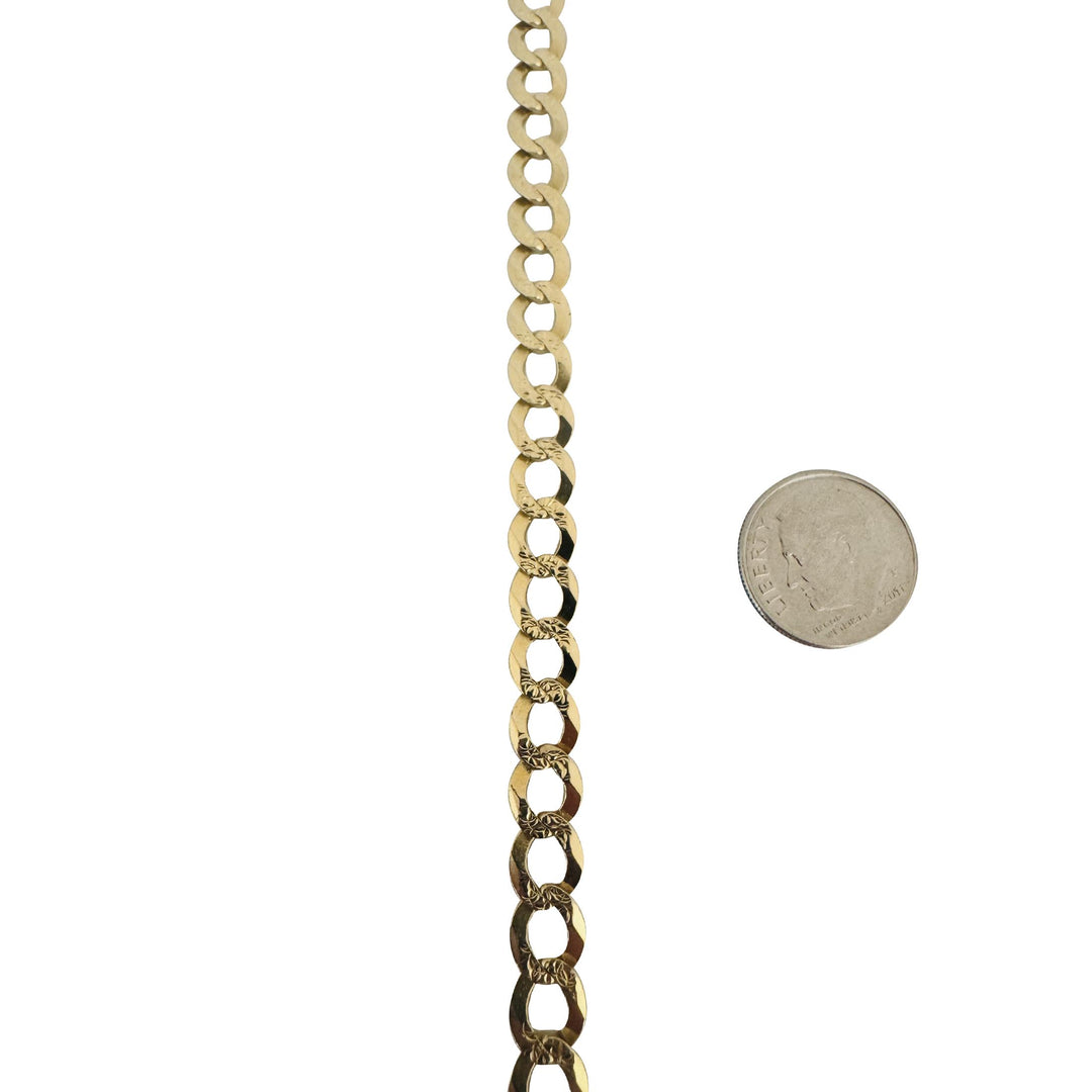 14k Yellow Gold 9.8g Solid Flat Diamond Cut Curb Link Bracelet 8.75"