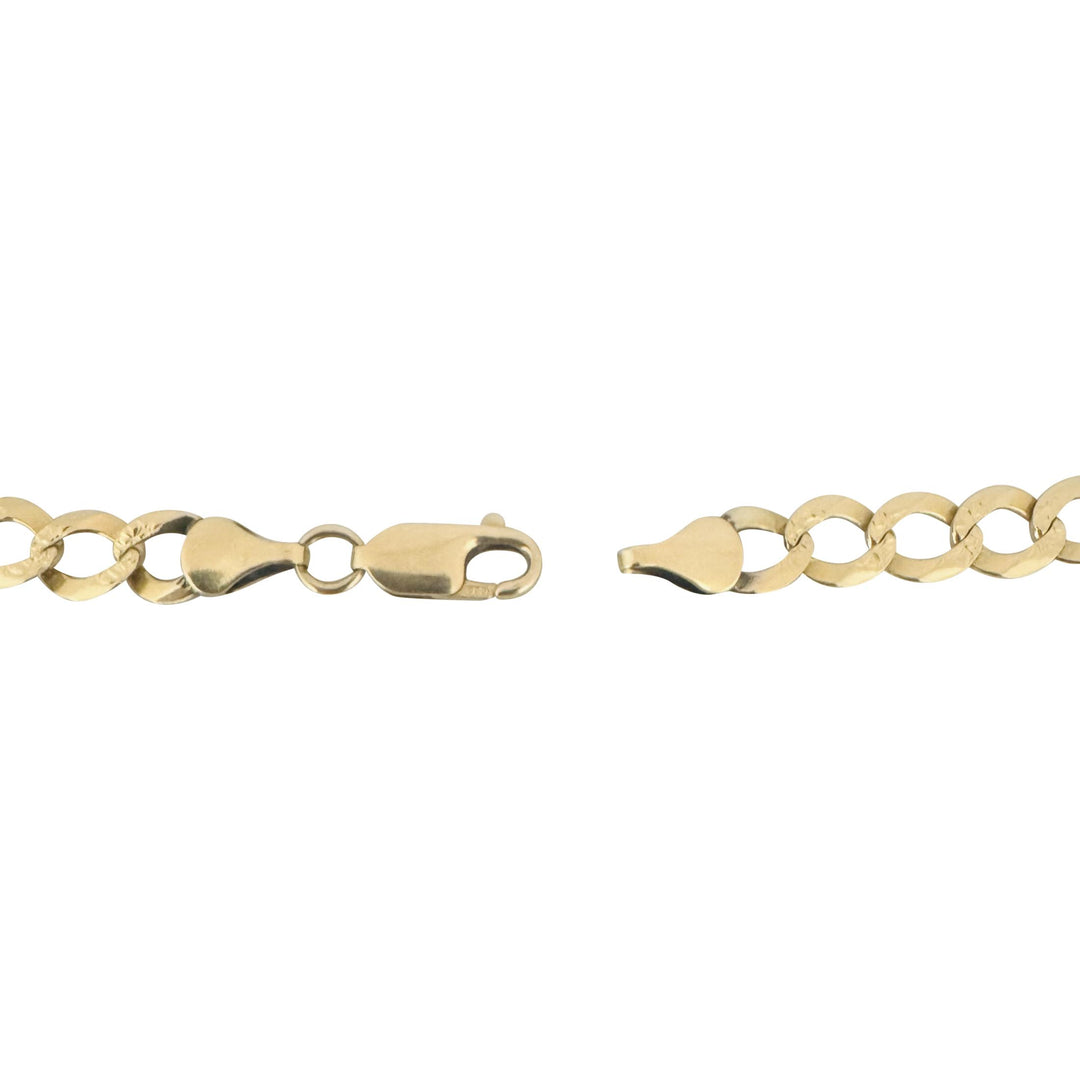 14k Yellow Gold 9.8g Solid Flat Diamond Cut Curb Link Bracelet 8.75"
