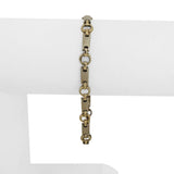 14k Yellow and White Gold 8.6g Ladies Bar and Circle Link Bracelet 7.25"