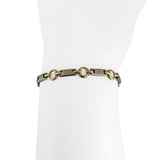 14k Yellow and White Gold 8.6g Ladies Bar and Circle Link Bracelet 7.25"