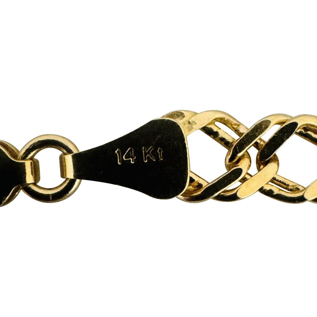 14k Yellow Gold 4.8g Semi Solid 4.5mm Fancy Curb Link Bracelet Italy 7.25"