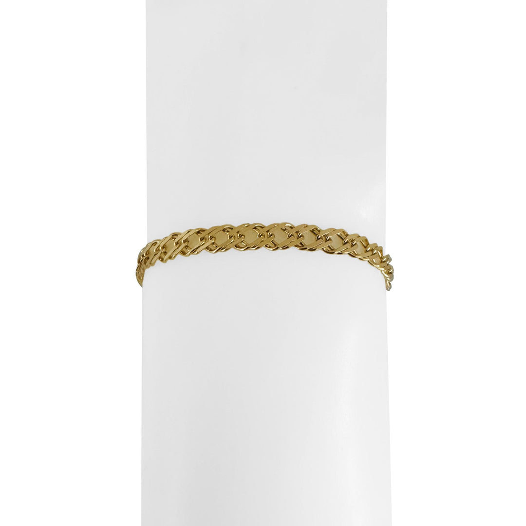 14k Yellow Gold 4.8g Semi Solid 4.5mm Fancy Curb Link Bracelet Italy 7.25"