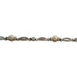14k White Gold Pearl and Diamond Vintage Link Bracelet 7.5"