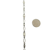 14k White Gold Pearl and Diamond Vintage Link Bracelet 7.5"