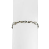 14k White Gold Pearl and Diamond Vintage Link Bracelet 7.5"