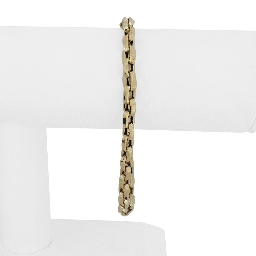 14k Yellow Gold 3.4g Hollow Light 4.5mm Squared Cable Link Bracelet Italy 8"