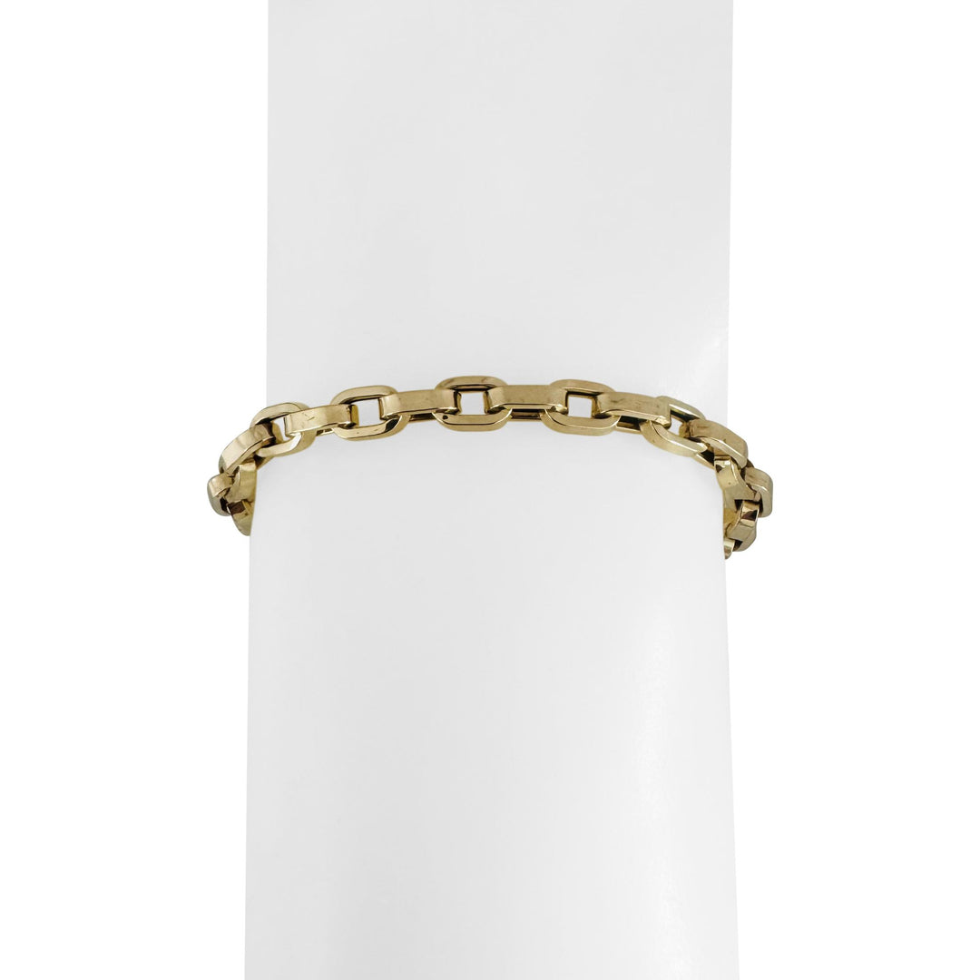 14k Yellow Gold 3.4g Hollow Light 4.5mm Squared Cable Link Bracelet Italy 8"