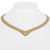 14k Yellow Gold 19.4g Solid Diamond Cut Fancy Link V Drop Necklace 17"