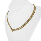 14k Yellow Gold 19.4g Solid Diamond Cut Fancy Link V Drop Necklace 17"
