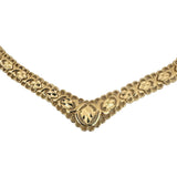 14k Yellow Gold 19.4g Solid Diamond Cut Fancy Link V Drop Necklace 17"