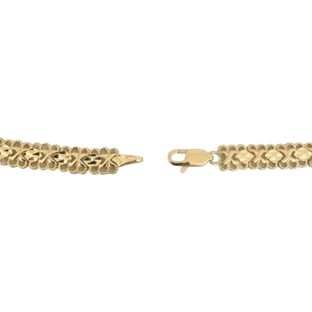 14k Yellow Gold 19.4g Solid Diamond Cut Fancy Link V Drop Necklace 17"
