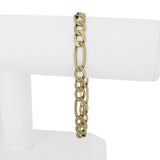 10k Yellow Gold 12.3g Semi Solid 7.5mm Men's Figaro Link Bracelet Turkey 8.5"