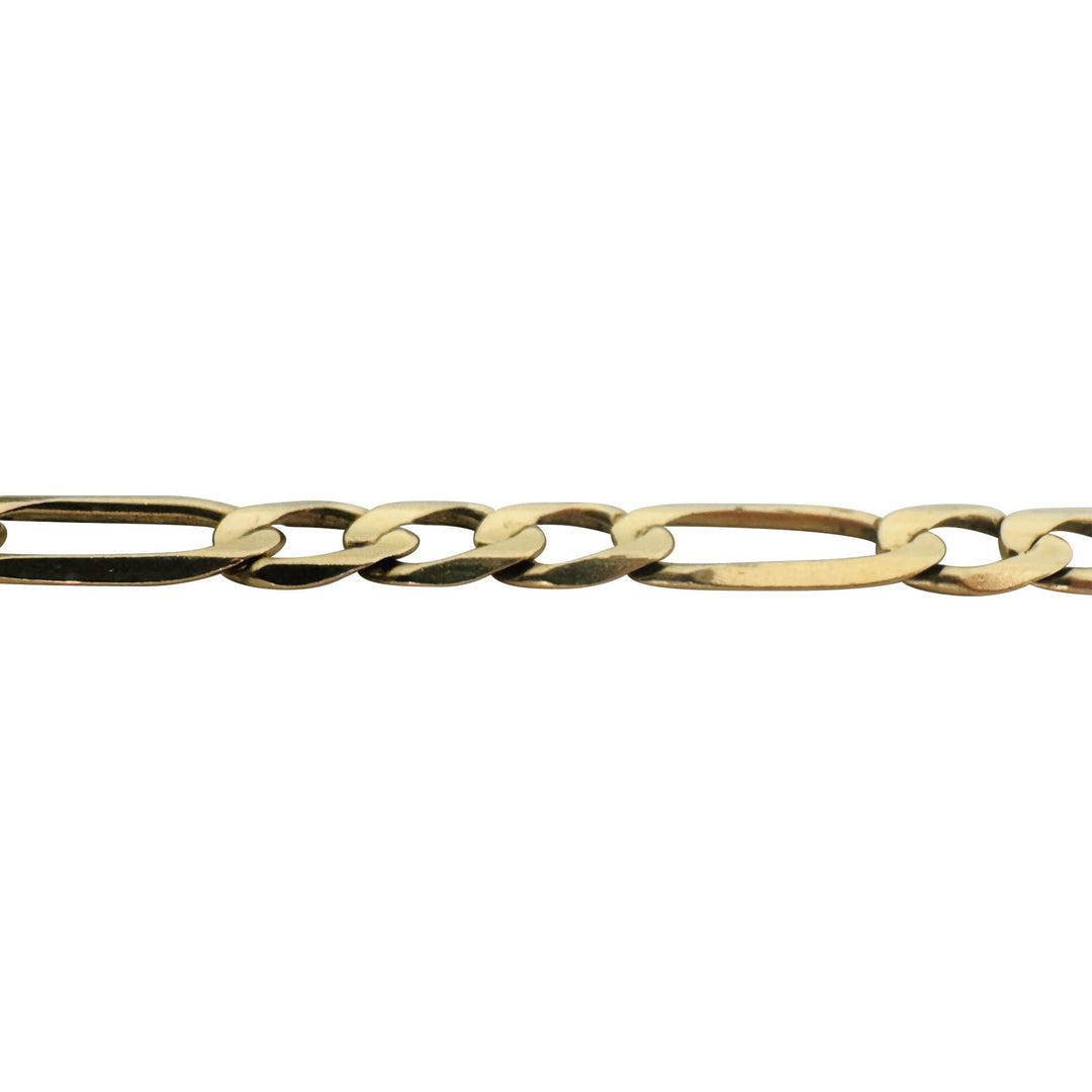 10k Yellow Gold 12.3g Semi Solid 7.5mm Men's Figaro Link Bracelet Turkey 8.5"
