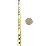 10k Yellow Gold 12.3g Semi Solid 7.5mm Men's Figaro Link Bracelet Turkey 8.5"