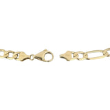 10k Yellow Gold 12.3g Semi Solid 7.5mm Men's Figaro Link Bracelet Turkey 8.5"