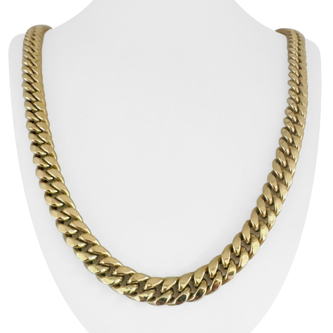 10k Yellow Gold 62g Semi Solid 9.5mm Cuban Link Chain Necklace 26.5"