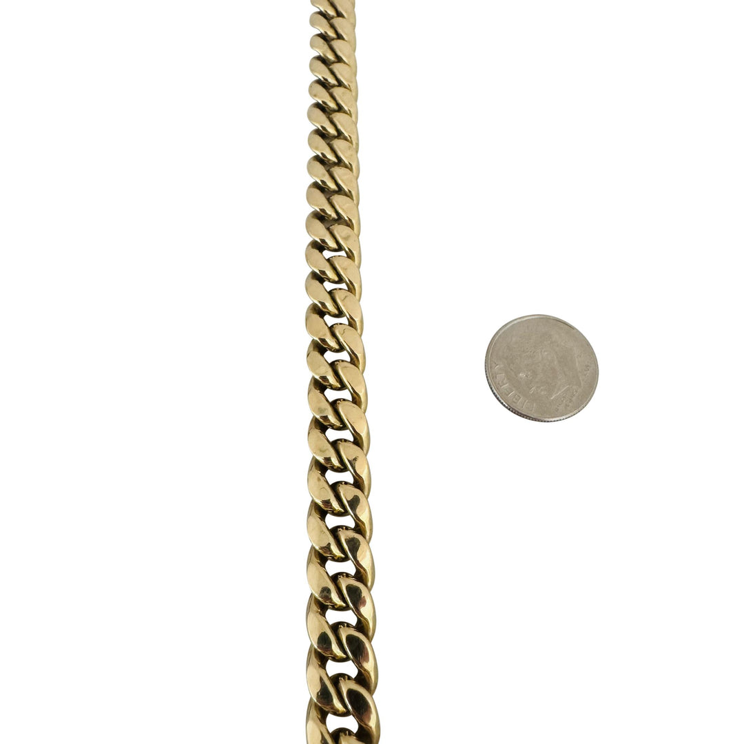 10k Yellow Gold 62g Semi Solid 9.5mm Cuban Link Chain Necklace 26.5"