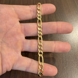14k Yellow Gold 13.2g Solid  6mm Figaro Link Bracelet Italy 8"