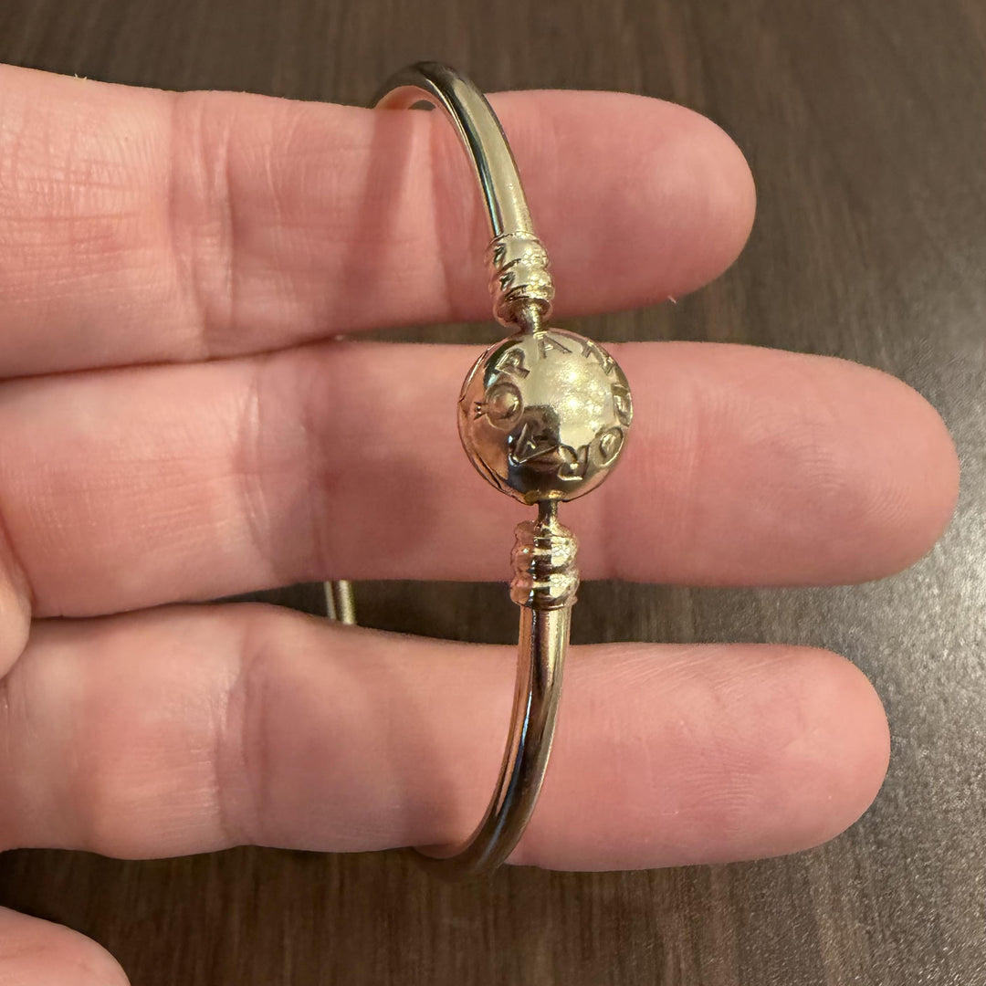 Pandora 14k Yellow Gold 9.4g Moments Bangle Bracelet 7.5"
