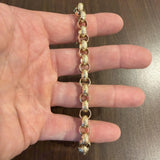 14k Yellow Gold 24g Solid Heavy 9mm Rolo Link Bracelet Italy 8"