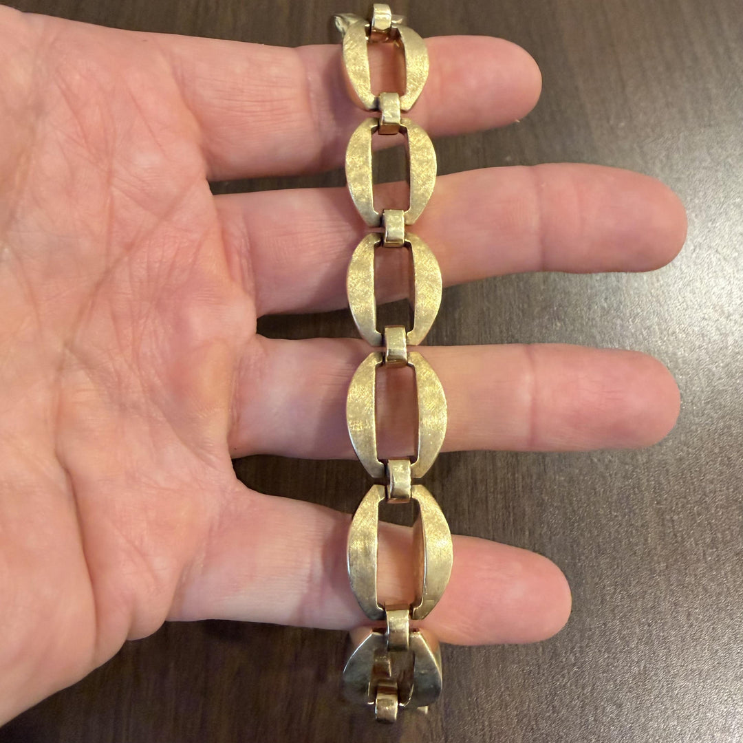 14k Yellow Gold 33.7g Vintage Thick 15mm Fancy Link Bracelet Italy 7.25"
