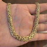 14k Yellow Gold 23.4g Thick Graduated Byzantine Link Necklace Italy 16"