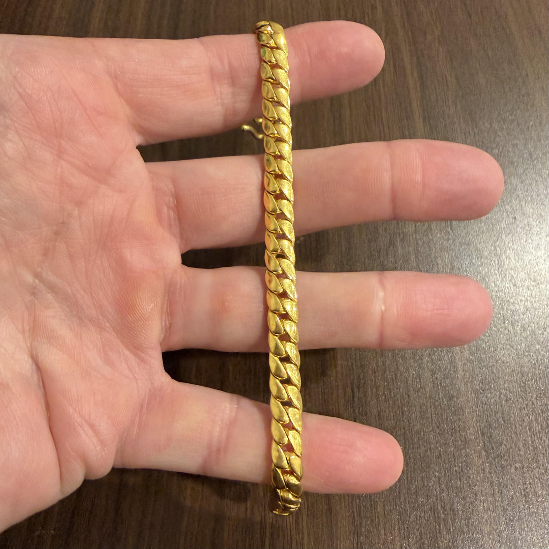 24k Pure Yellow Gold 39.6g Solid Very Heavy 7mm Cuban Link Bracelet 7.5"