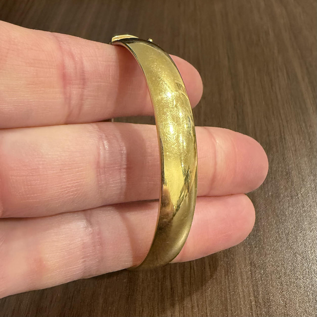 18k Yellow Gold 16.2g Solid Vintage 10mm Polished Bangle Bracelet Italy 7.5"